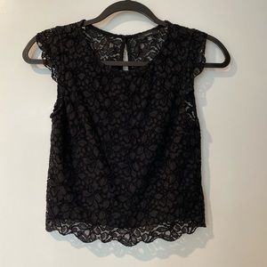 ARITZIA TALULA BLACK LACE CROP SHIRT XXS
